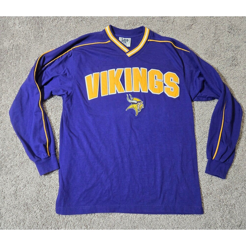 Y2K VTG Lee Sport NFL Minnesota Vikings Long Sleeve Shirt Mens Medium Purple